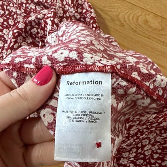 Reformation Londyn Midi Dress Red Floral Print Sz 4 - Picture 6 of 8